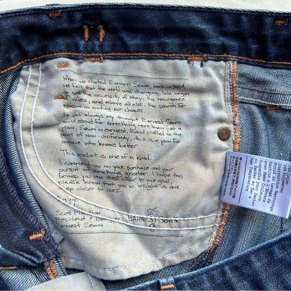 Earnest Sewn navy denim jeans| SZ 28 - Picture 6 of 9